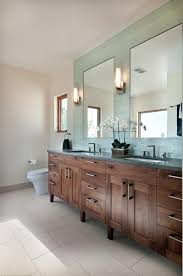 A coat of dark walnut stain was wiped on and off (wear a glove if you don't want to get your hand stained; Pin By Claire Waldron On Interiors Kitchen Bath Master Bathroom Vanity Dark Wood Bathroom Wood Bathroom Vanity