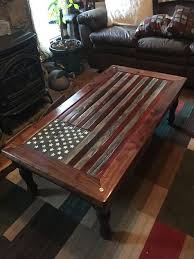 This Table Is Handmade Of Solid Wood And Displays The American Flag On Top Of It It S Been Finished With Coffee Table Rustic Furniture Coffee Table Farmhouse