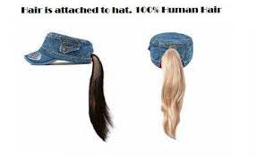 Hair Attached Blue Jean Baseball Cap With Attached Ponytail Hair Chemo Hair Hat Or Wear Just For Fun 100 Human 100 Human Hair Ponytail Hairstyles Chemo Hair