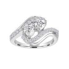 Brilliance Fine Jewelry Brilliance Fine Jewelry Simulated Diamond Sterling Silver 2 Stone Heart Bypass Ring Walmart Com Sterling Silver Engagement Rings Hammered Silver Jewelry Stone Heart