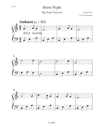 This post features silent night piano sheet music for kids and teaches how to improvise a gorgeous left hand pattern. Silent Night Big Note Version Easy Piano Sheet Music For Piano Solo Musescore Com