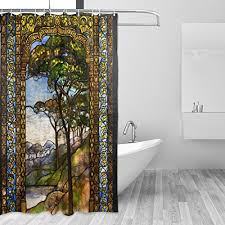 Wow a simple modern bath from victoria plum offsets the beautiful. Lorvies Stained Glass Windows Shower Curtain Set Polyester Fabric Water Repellant Bathroom Shower Curtain Set Home Decoration With Hooks 72w X 72l Inches Buy Online In Mongolia At Mongolia Desertcart Com Productid 97123457
