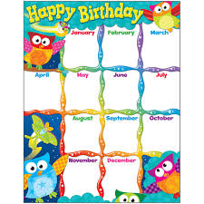 happy birthday owl stars learning chart