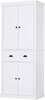 Medium pantry cabinets are taller than the small pantry but still clocking under 70 inches tall. Amazon Com Homcom 72 Traditional Freestanding Kitchen Pantry Cabinet Cupboard With Doors And 3 Adjustable Shelves White Furniture Decor