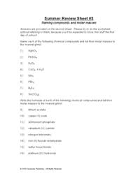 Find the molar masses of the following compounds: Molar Mass Lesson Plans Worksheets Lesson Planet