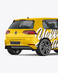 Download Hatchback 5 Doors Mockup Back Half Side View In Vehicle Mockups On Yellow Images Object Mockups PSD Mockup Templates