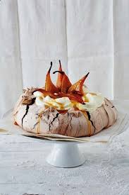Chocolate And Pear Pavlova Recipe Chocolate Pavlova Desserts Sweet Recipes
