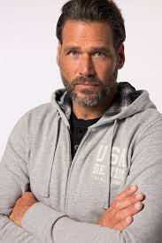 JP 1880 hoodie-jack, sweatstof, capuchon, tot 8 XL, donkergrijze melange