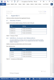 Acceptance Test Plan Template Ms Word Technical Writing Tools