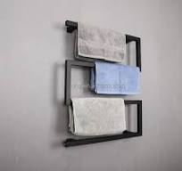 Factory Direct Sale Matte Black Wall Mounted Bathroom Towel Rail Heated  Towel Dryer 9045B-1