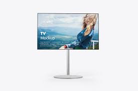 Awesome details, everything is separated, clay versions included. Tv Mockup With Basic Stand Mockup Daddy