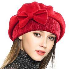 Lady French Beret 100 Wool Beret Floral Dress Beanie Winter Hat Bow Red Cb1862ldl24 Winter Hats Winter Hats Beanie Wool Berets