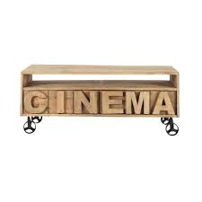 Meuble Tv A Roulettes En Manguier Massif L 120 Cm Alphabet Tv Mobel Rollen Tv Hifi Mobel Mangoholz