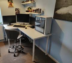 Place two bestå burs desks at an angle, like what sassandspice did and voilà, instant expansion. L Shape Corner Desk Idea Can I Remove The Extra Leg Ikeapcstations