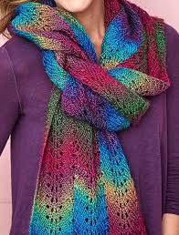 Free Knitting Pattern For 4 Row Repeat Bargello Scarf This Easy Lace Scarf Is Knit With An Easy 4 Scarf Knitting Patterns Lace Knitting Crochet Lace Pattern