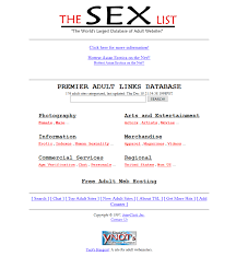 The Sex List in 1997 | Web Design Museum