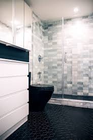 Shop our bathroom floor tiles today! Contemporary Bathroom With Marble Wall Tile And Black Patterned Floor Tile Contemporary Bathroom San Francisco By Tiny Monster Design Houzz
