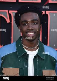 Caleb McLaughlin arrives at the season three premiere of "Stranger Things"  at Santa Monica High School