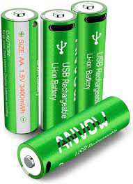 Duracell rechargeable 2500 mah aa batteries can be recharged 100's times. Amazon Com Anvow Rechargeable Aa Lithium Batteries Usb C Double Aa Battery 1 5v 3400mwh Type C Charge With 4 In 1 Charging Cable 4 Count Electronics