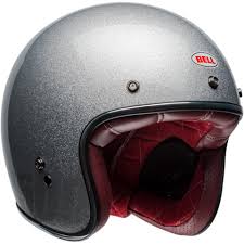 Bell Custom 500 Motorcycle Open Face And 3 4 Helmet Gloss Silver Flake