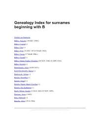 The focus is on families in the southern united states, although connections to other regions are often mentioned as well. Genealogy Index For Surnames Beginning With B Auf Kreibaum De
