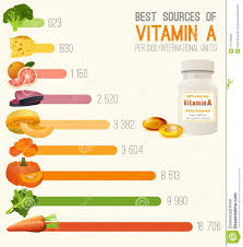 Vitamin A In Food Chart Stock Vector Illustration Of