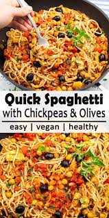 Vegan Spaghetti With Chickpeas Simplykitch Recipe Vegetarian Recipes Healthy Easy Cooking Recipes Vegan Spaghetti