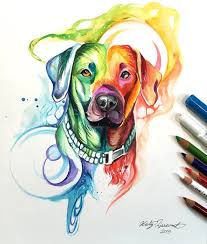 351 Rainbow Dog Animal Art Art Animal Drawings