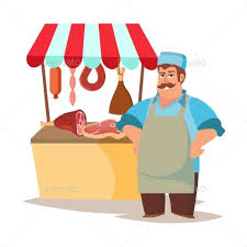 Butcher Character Vector Classic Professional Butcher Man With Knife For Steak Meat Market Storeroom Advertising Illustration Design Graphic Design Cartoon