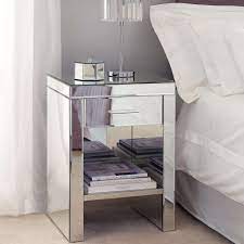 Mecor mirrored nightstand, set of 2 side tables, living room table sets, end tables 3 drawers mirror accent side tables silver finished nightstands for bedroom, living room, crystal silver. China Venetian Mirrored 1 Drawer Nightstand China Table Home Furniture