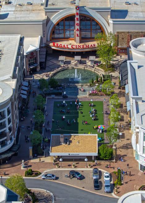 Avalon in Alpharetta, featuring outdoor seating and coworking spots., 