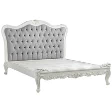 French Bed White Upholstered Grey Velvet Cottage Country Chic Farmhouse Style 1stdibs Com French Style Bed French Style Furniture French Bed
