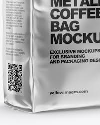 Metallic Coffee Bag Mockup Half Side View In Bag Sack Mockups On Yellow Images Object Mockups