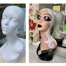 Latest mannequin I've just painted. I love these head and shoulders for  current looks and the swan necks for vintage styles. I am currently working 