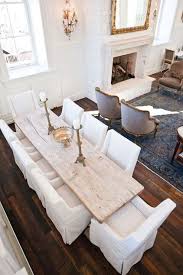 Chic And Modern French Dining Room Hotel In A Two Story Dining Room Living Room Combo With White Wood Work And Gorgeous White Brick Fireplace Fla 집 집 짓기 인테리어