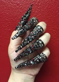 Excited To Share This Item From My Etsy Shop Elvira Nail Tips Set Of 5 Fall Acrylic Nails Nails Witch Nails