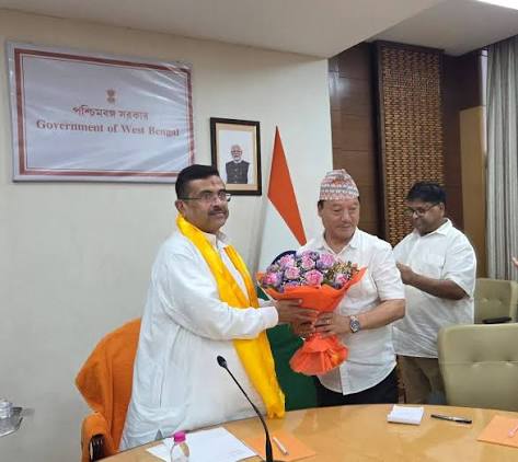 Bimal Gurung meets Bengal Chief Minister Suvendu Adhikari in Kolkata.