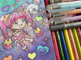 ﾒｲｷﾝｸﾞ 色鉛筆でキュアスター 宇宙塗り の塗り方紹介です トゥインクルプリキュアより 塗り絵日記 塗り絵 大人の塗り絵 色鉛筆