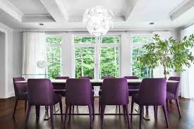 Decorators often use shimmery glass and metallic accessories to add life to a purple room. 15 Modern Purple Dining Room Designs Top Dreamer