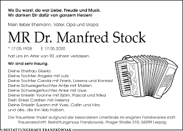 Traueranzeigen von Manfred Stock