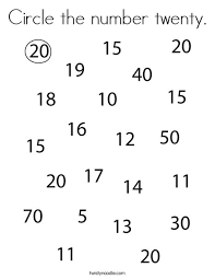 Number coloring pages 1 20. Circle The Number Twenty Coloring Page Twisty Noodle