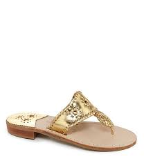 Jack Rogers Hamptons Metallic Leather Whipstitched Sandals