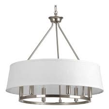 Progress Lighting Cherish Brushed Nickel Pendant Light With Drum Shade At Destination Lighting Brushed Nickel Chandelier Drum Chandelier Progress Lighting