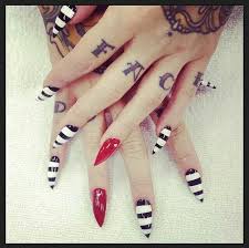 Black And White Striped Nails Halloween Michael Hussar Inspired Nails Black And White Stripes With A Red Accent Nail Very Lovely Saw This Now I Want Them Cute Nails Fashion Nails Halloween Nails