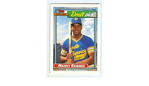 Ramirez began playing in brooklyn's youth service league at the age of 14 and did so for five years until around the time this photo for his 1992 topps rookie card was likely taken. Manny Ramirez Baseball Card Cleveland Indians 1992 Topps 156 Rookie Draft Pick At Amazon S Sports Collectibles Store
