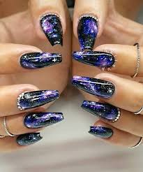 View current promotions and reviews of acrylic nails and get free shipping at $35. Galaxy Coffin Nails Goth Nails Galaxy Nails Galaxy Nail Art