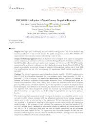 More than one million organizations from more than 160 countries have applied the iso 9001 standard requirements to their quality management systems. Pdf Iso 9001 2015 Adoption A Multi Country Empirical Research