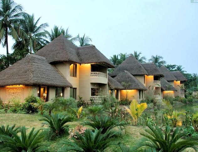 Rustic luxury villas at Vedic Village, AI generated