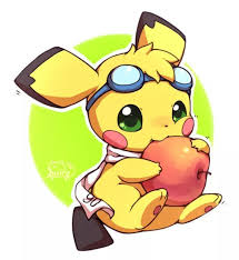 Pichu Cute Pichu Eating An Apple Baby Pikachu Pokemon Fan Art Yellow Cute Pikachu Pikachu Pokemon