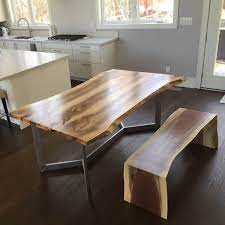 English Walnut Dining Table With Matching Bench Live Edge Dining Room Live Edge Dining Table Live Edge Table Dining Rooms